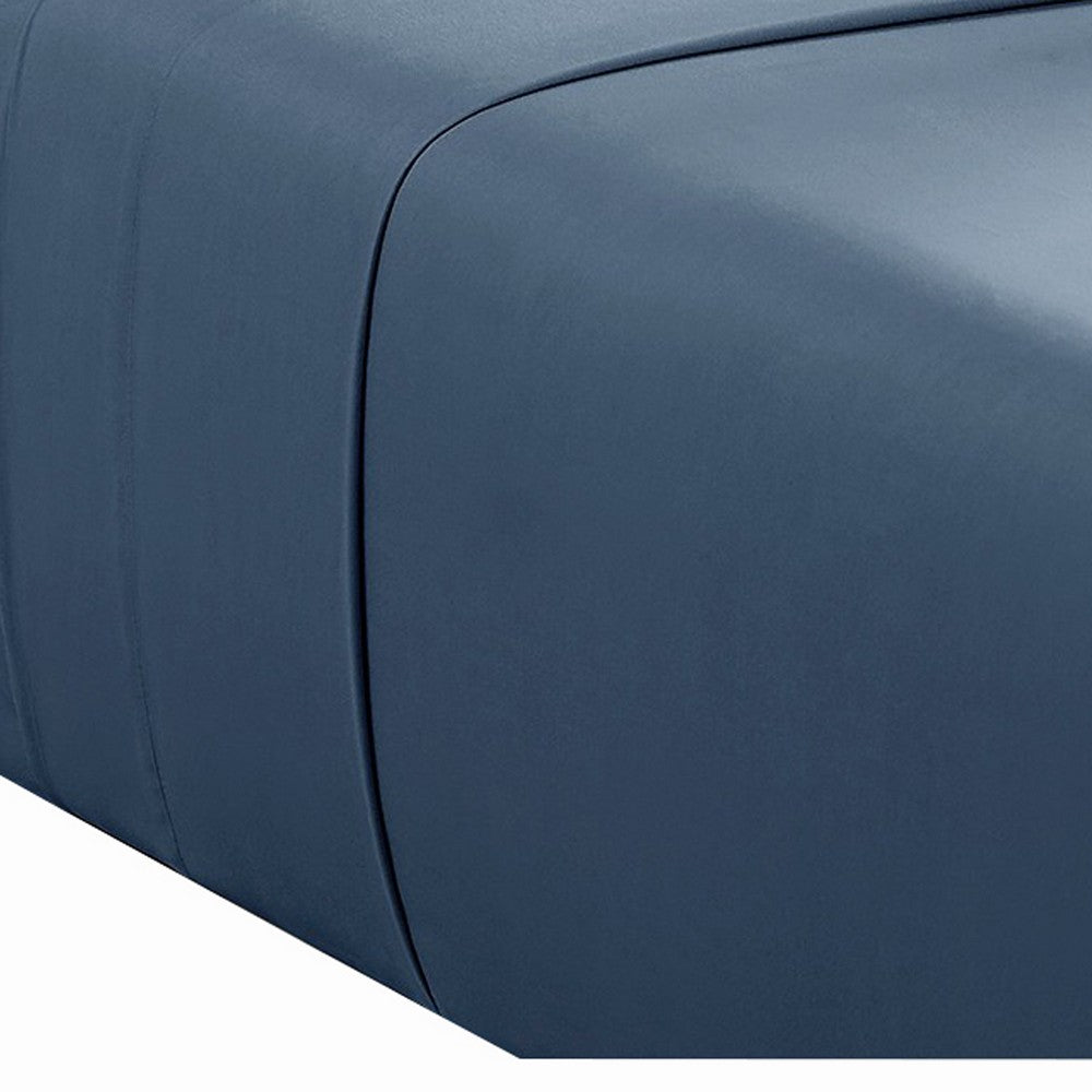 Ivy 4 Piece King Size Cotton Ultra Soft Bed Sheet Set, Prewashed, Dark Blue - BM285647