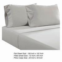 Ivy 4 Piece California King Size Cotton Sheet Set, Prewashed, Light Gray - BM285651