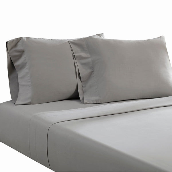 Ivy 4 Piece California King Size Soft Cotton Sheet Set, Prewashed Dark Gray - BM285652