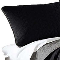 Eva 3 Piece Queen Microfiber Reversible Coverlet Set, Quilted, Gray, Black - BM285657