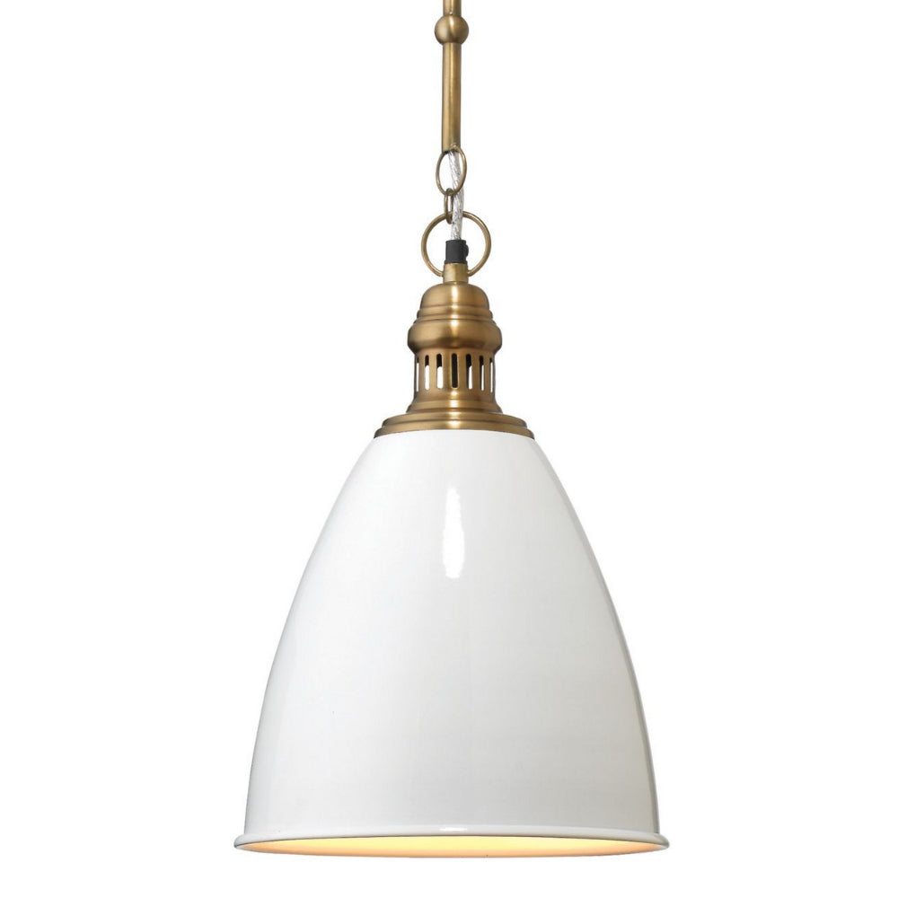 Lucy 11 Inch Pendant Chandelier, Lacquer Steel, Smooth Dome Shade, White - BM285711