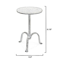 22 Inch Accent Side Table, Round Marble Top, Curved Metal Tripod Base, Gray - BM285723