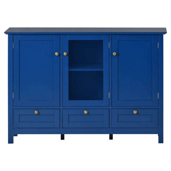 Miko 45 Inch Wood Accent Buffet Cabinet, 3 Doors and Drawers, Blue Finish - BM285777