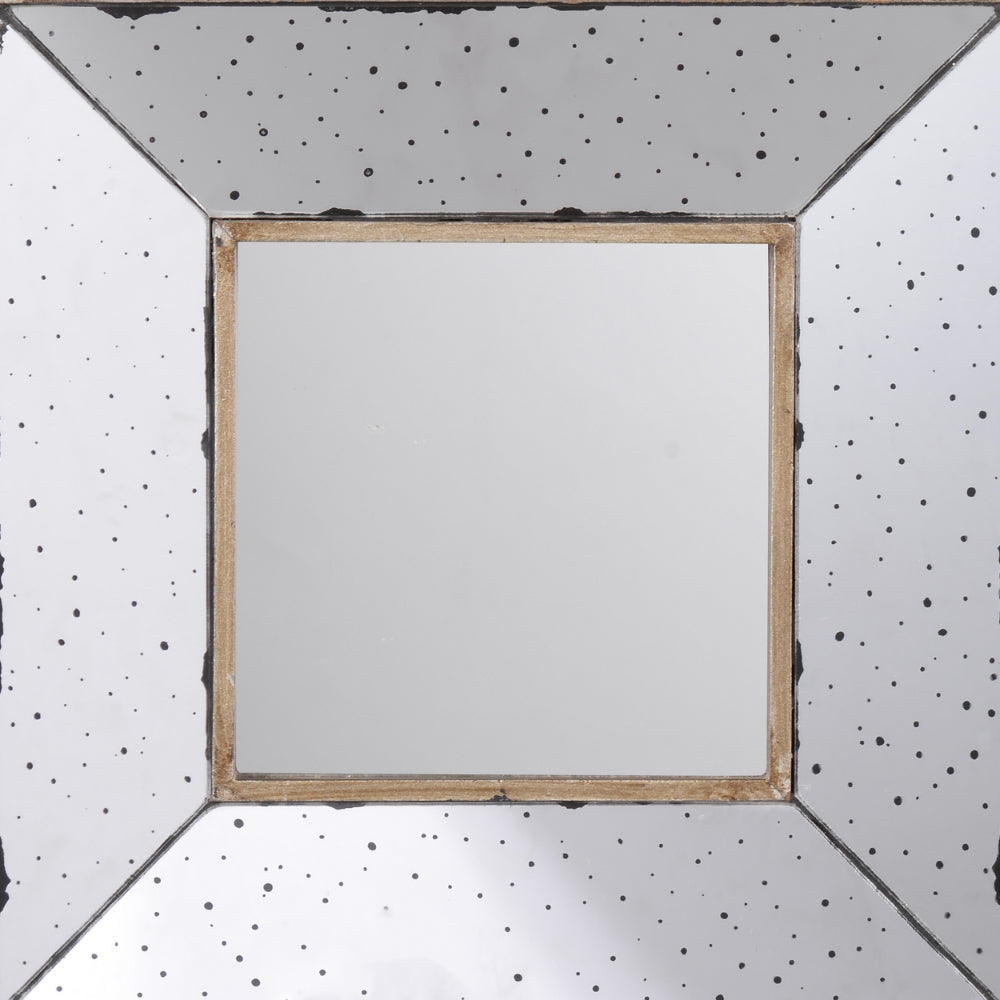 Joe 12 Inch Square Wall Mirror, 3 Dimensional, Speckled Off White and Brown - BM285884