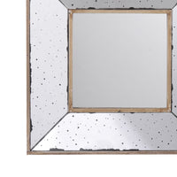 Joe 12 Inch Square Wall Mirror, 3 Dimensional, Speckled Off White and Brown - BM285884