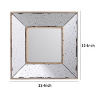 Joe 12 Inch Square Wall Mirror, 3 Dimensional, Speckled Off White and Brown - BM285884