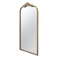 Kea 42 Inch Large Wall Mirror, Gold Curved Metal Frame, Baroque Design - BM285891