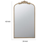 Kea 42 Inch Large Wall Mirror, Gold Curved Metal Frame, Baroque Design - BM285891