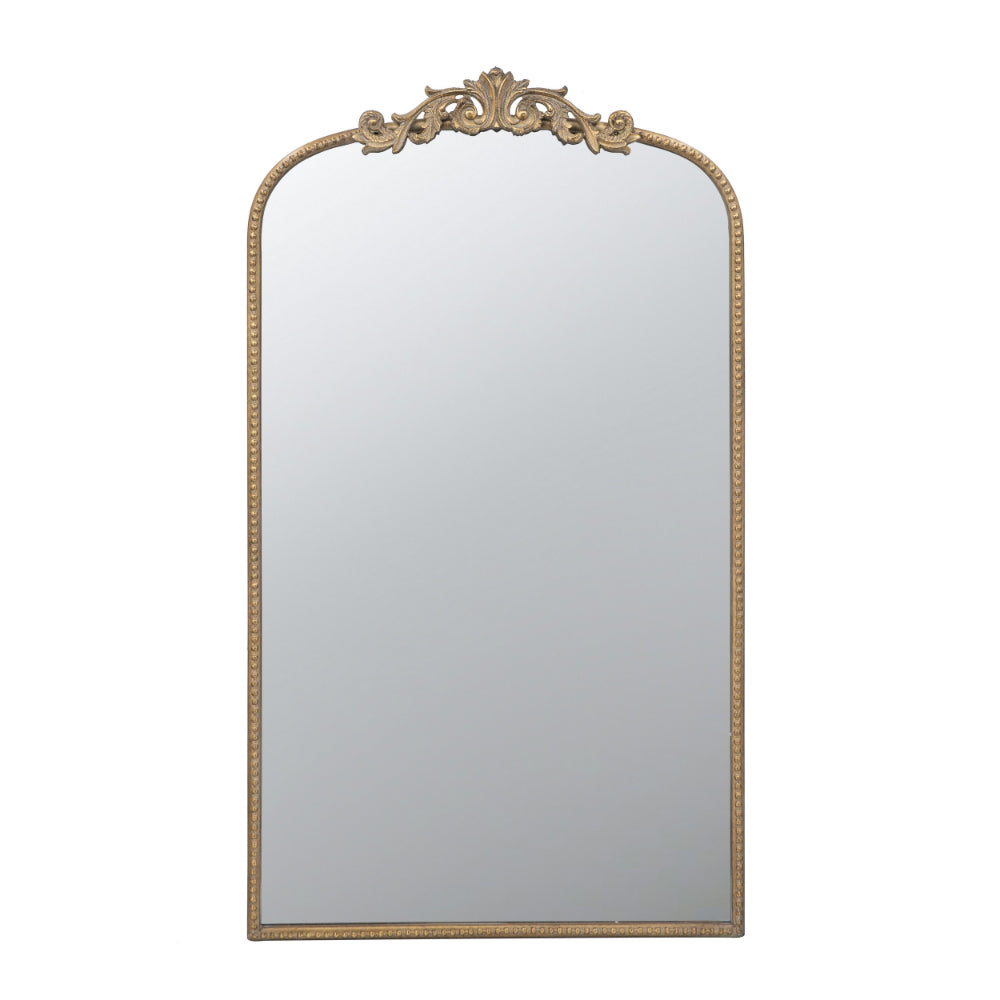 Kea 42 Inch Large Wall Mirror, Gold Curved Metal Frame, Baroque Design - BM285891