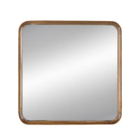 Roe 32 Inch Wall Mirror, Brown Curved Pine Wood Frame, Minimalistic - BM285894