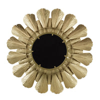 37 Inch Wall Mirror, Layered Flower Petals, Gold Finished Metal Frame - BM285898