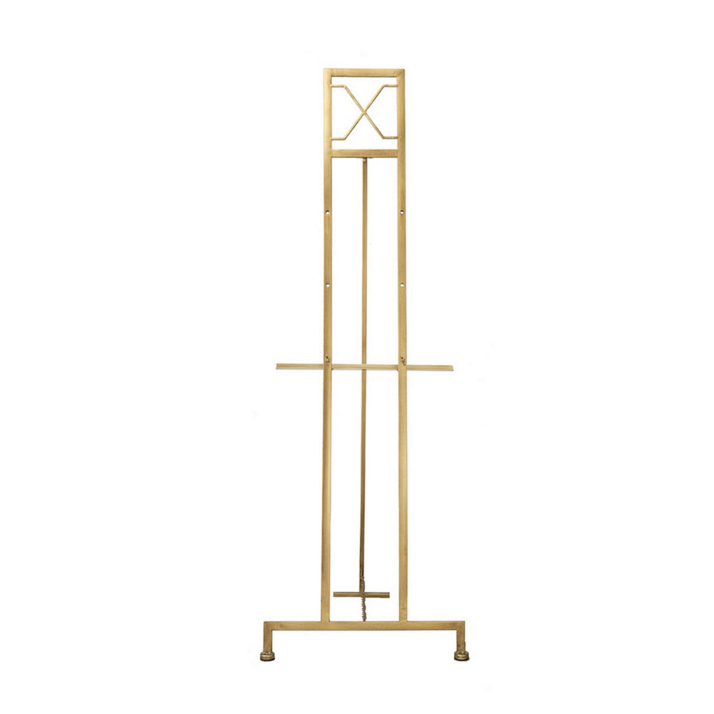 57 Inch Easel Stand, Gold Iron Frame, Free Standing for an Artists Touch - BM285911