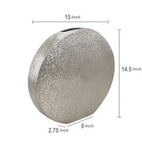 15 Inch Modern Decorative Vase, Round, Silver Finished Aluminum Frame - BM285917