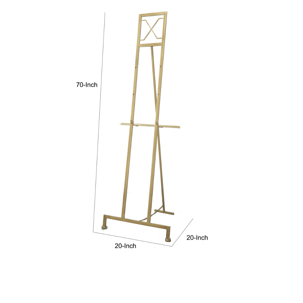 70 Inch Easel Stand, Gold Iron Frame, Free Standing, Large - BM285934