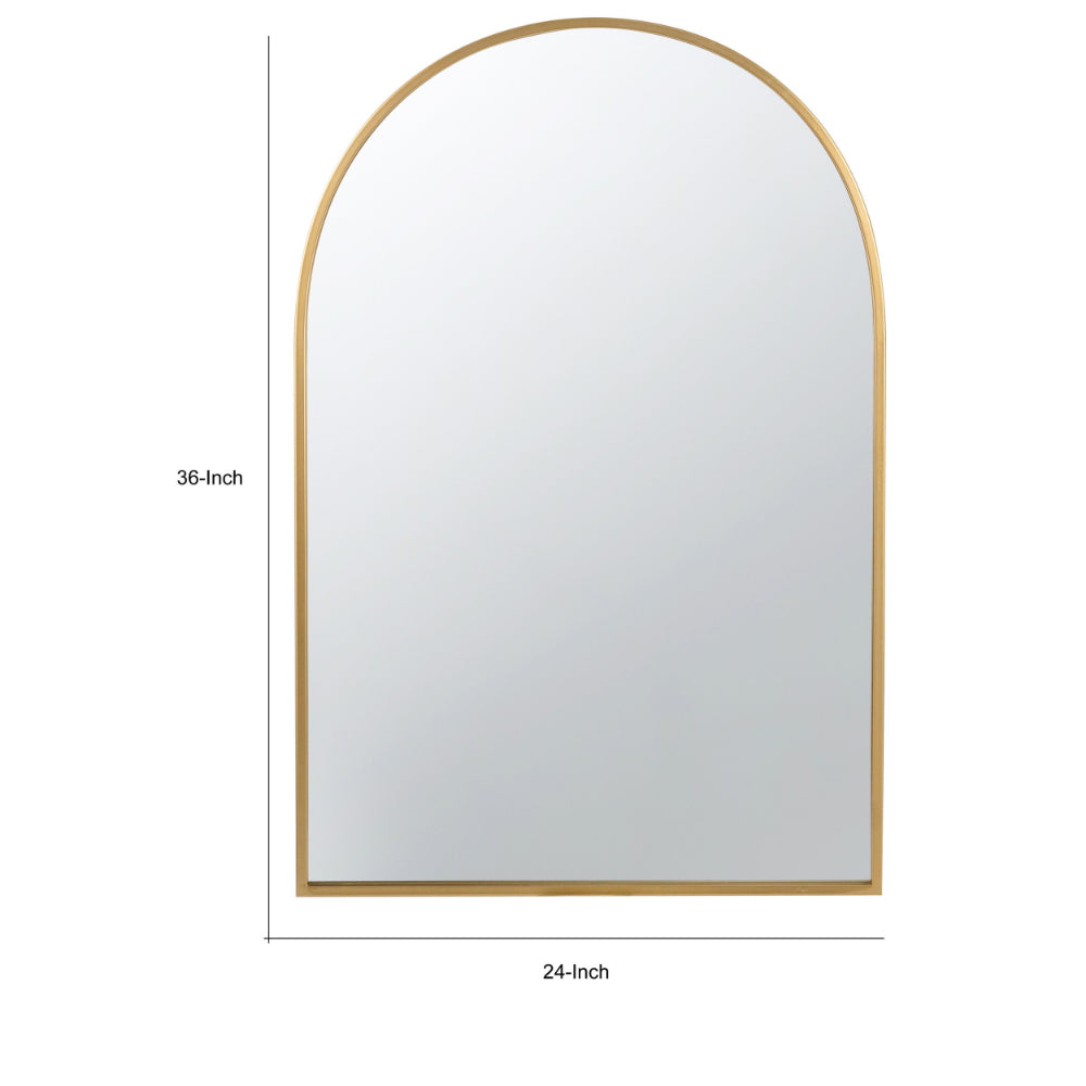 Cod 36 Inch Wall Mounted Mirror, Wide Arched Design Gold Metal Frame - BM285939