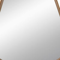 Roe 37 Inch Accent Wall Mirror, Brown Curved Pine Wood Frame, Minimalistic - BM285940