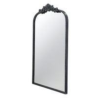 Kea 36 Inch Wall Mirror, Black Curved Metal Frame, Baroque Accent Design - BM285941