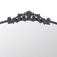 Kea 36 Inch Wall Mirror, Black Curved Metal Frame, Baroque Accent Design - BM285941