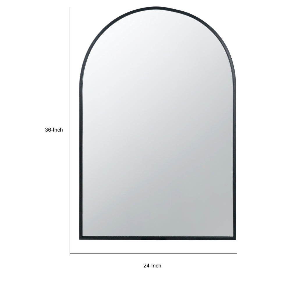 Cod 36 Inch Wall Mounted Mirror, Wide Arched Design Black Metal Frame - BM285949