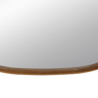 Roe 27 Inch Wall Mirror, Brown Curved Pine Wood Frame, Minimalistic - BM285960