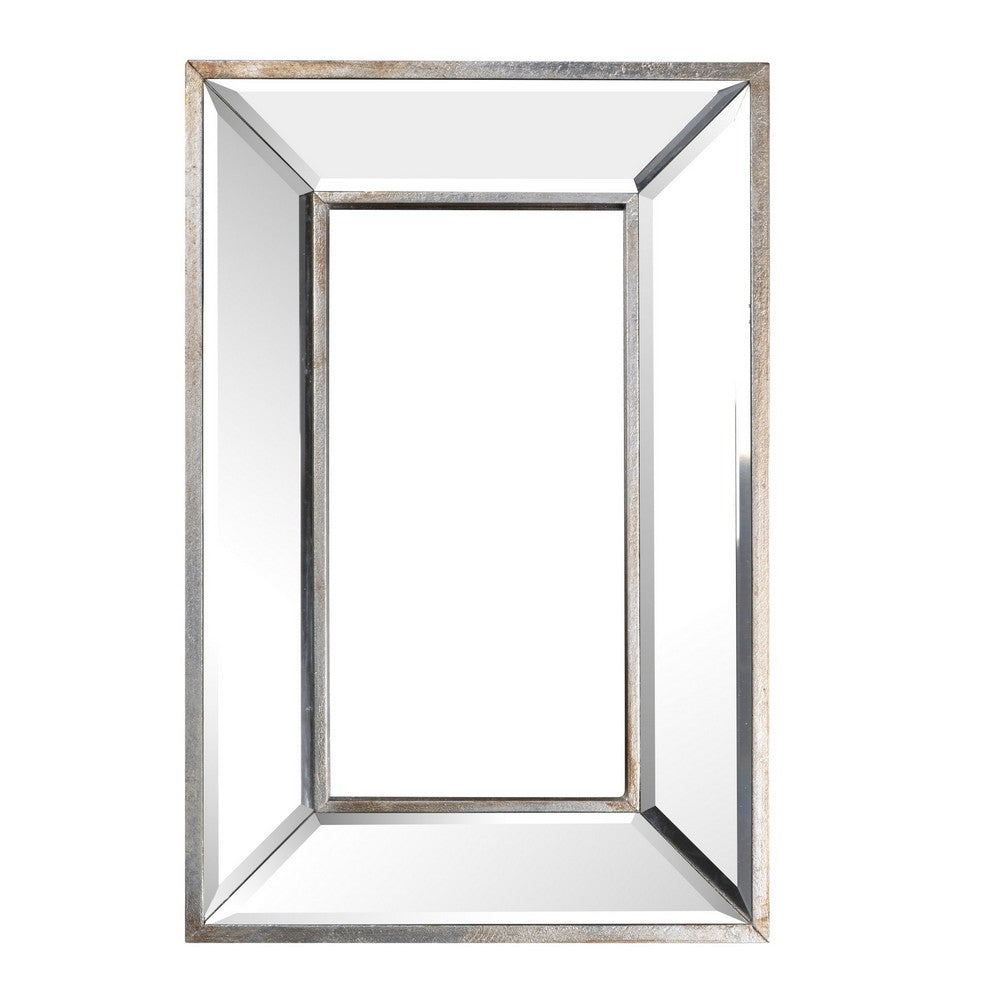 Benjara Toby 12 x 18 Inch Wall Mount Accent Mirror, Antique
