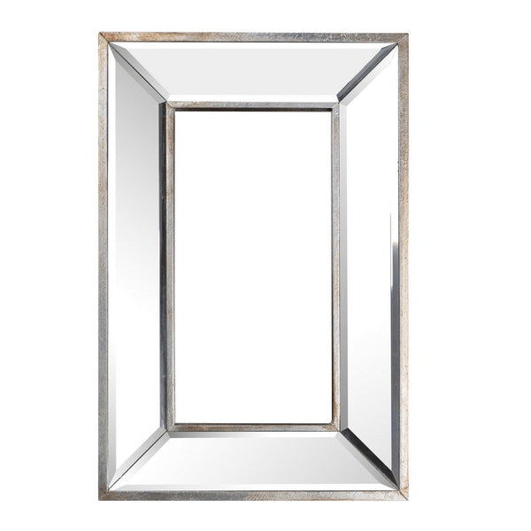 Toby 12 x 18 Inch Wall Mount Accent Mirror, Antique Silver Wood Frame - BM286094