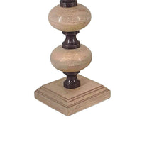 23, 18, 14 Inch Set of 3 Candleholders in Pillar Accent Wood Orbs, Brown - BM286098