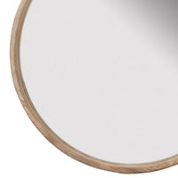 28 Inch Round Wall Mount Accent Mirror, Natural Fir Wood with Subtle Grains - BM286105