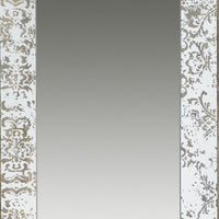 Rosa 16 x 24 Wall Mount Mirror, Brown Wood Frame with Abstract Gold Overlay - BM286121