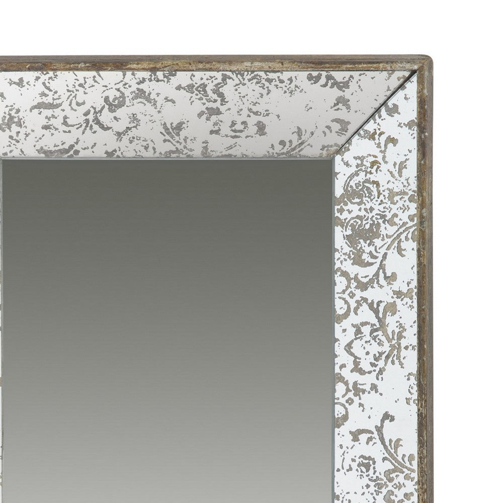 Rosa 16 x 24 Wall Mount Mirror, Brown Wood Frame with Abstract Gold Overlay - BM286121