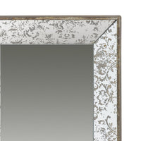 Rosa 16 x 24 Wall Mount Mirror, Brown Wood Frame with Abstract Gold Overlay - BM286121