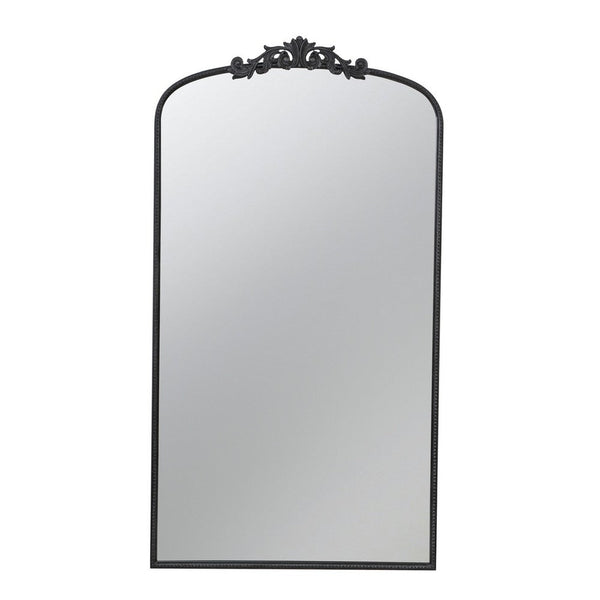 Kea 66 Inch Wall Mirror, Black Curved Metal Frame, Ornate Baroque Design - BM286125