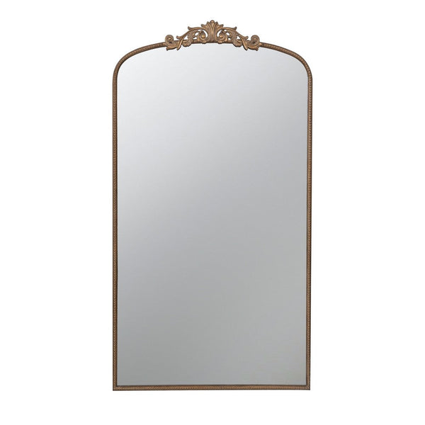 Kea 66 Inch Wall Mirror, Gold Curved Metal Frame, Ornate Baroque Design - BM286126