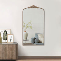 Kea 66 Inch Wall Mirror, Gold Curved Metal Frame, Ornate Baroque Design - BM286126