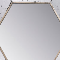 Filo 21 Inch Wall Accent Mirror, Raised Tray Edges, Hexagonal Mirror Frame - BM286130