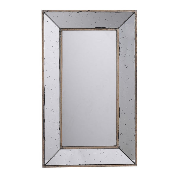 Filo 24 Inch Wall Mirror, Raised Tray Edges, Mirrored Rectangular Frame - BM286132