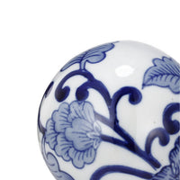 4 Inch Decorative Ball Set of 6 Orbs, Blue And White Printed Porcelain - BM286144