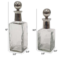 12, 10 Inch Rippling Glass Lidded Display Bottles, Finial Accents, Set of 2 - BM286147