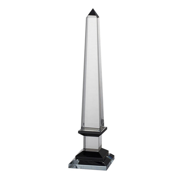 20 Inch Glass Obelisk Accent Decoration, Monument Design, Square Base - BM286150
