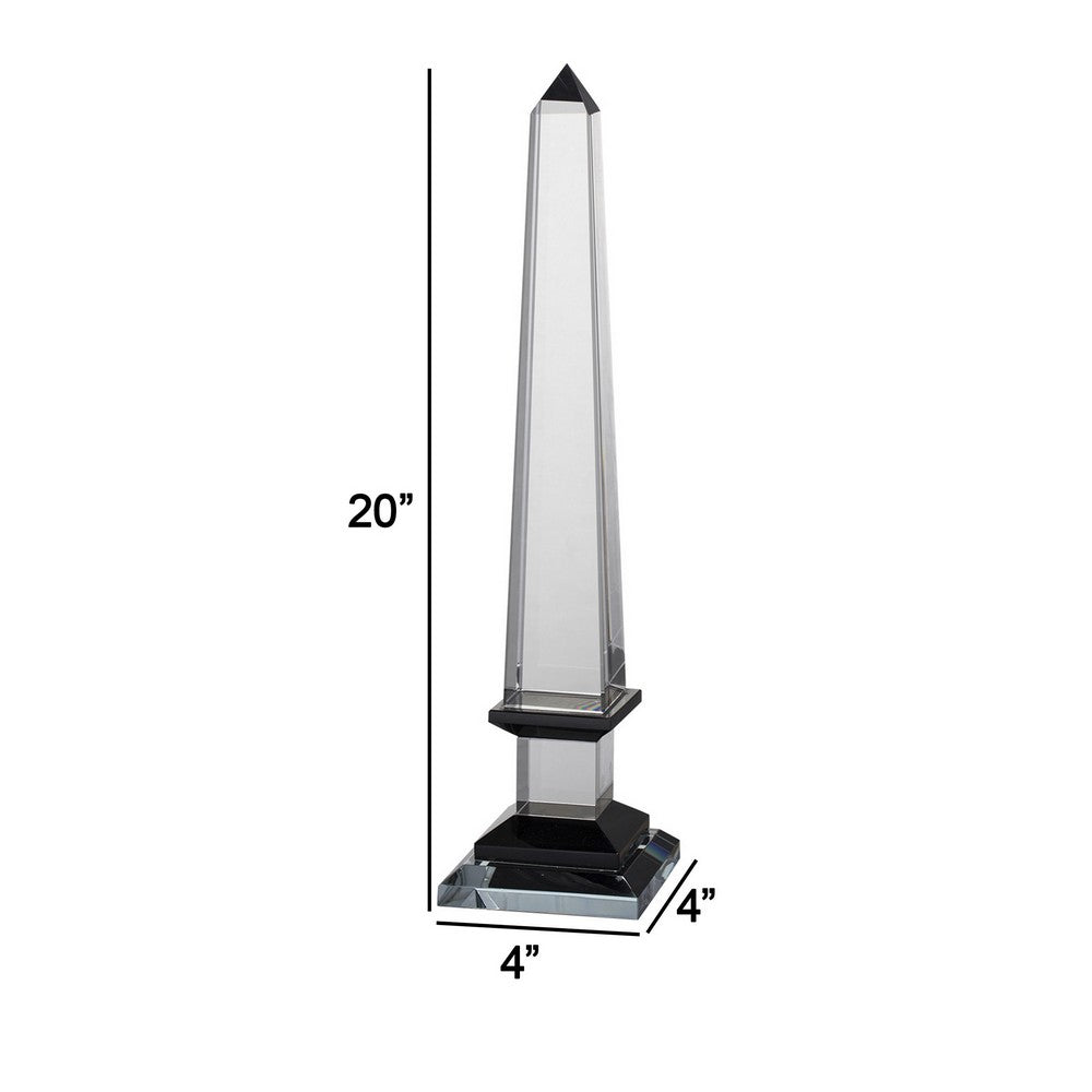 20 Inch Glass Obelisk Accent Decoration, Monument Design, Square Base - BM286150