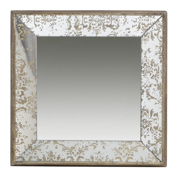 Filo 15 Inch Square Accent Wall Mirror, Raised Edges, Silver Wood Frame - BM286154
