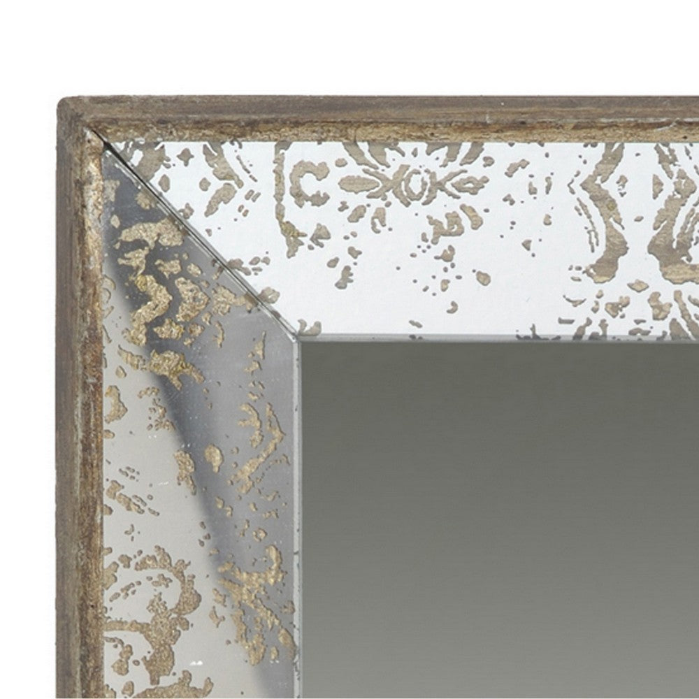 Filo 15 Inch Square Accent Wall Mirror, Raised Edges, Silver Wood Frame - BM286154