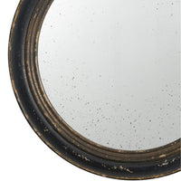 24 Inch Round Wall Mount Mirror, Molded Trim Wood Frame, Distressed Brown - BM286156