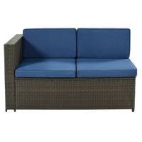 Loya 9 Piece Patio Sectional Sofa Set with Coffee Table, Rattan Frame, Blue - BM286226