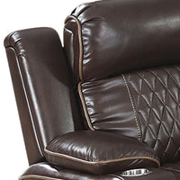 Xiu 38 Inch Power Recliner Chair, USB Port, Storage, Faux Leather, Brown - BM286284