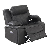 Xiu 38 Inch Power Recliner Chair, USB Port, Storage, Gray Faux Leather - BM286285