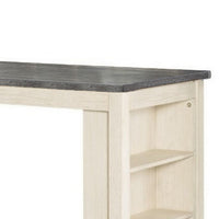 Joss 60 Inch Cottage Counter Height Table, 2 Tone Wood, Gray Top Cream Base - BM286286