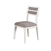 Kya 21 Inch 2 Tone Dining Chair, Ladder Back, Gray Seat, Set of 2, White - BM286290