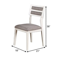 Kya 21 Inch 2 Tone Dining Chair, Ladder Back, Gray Seat, Set of 2, White - BM286290