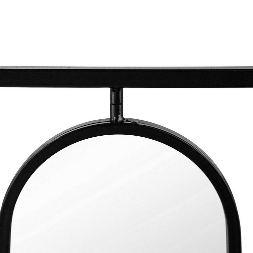 36 Inch Modern Wall Decor, 4 Swiveling Oblong Mirrors, Black Metal Frame - BM286301